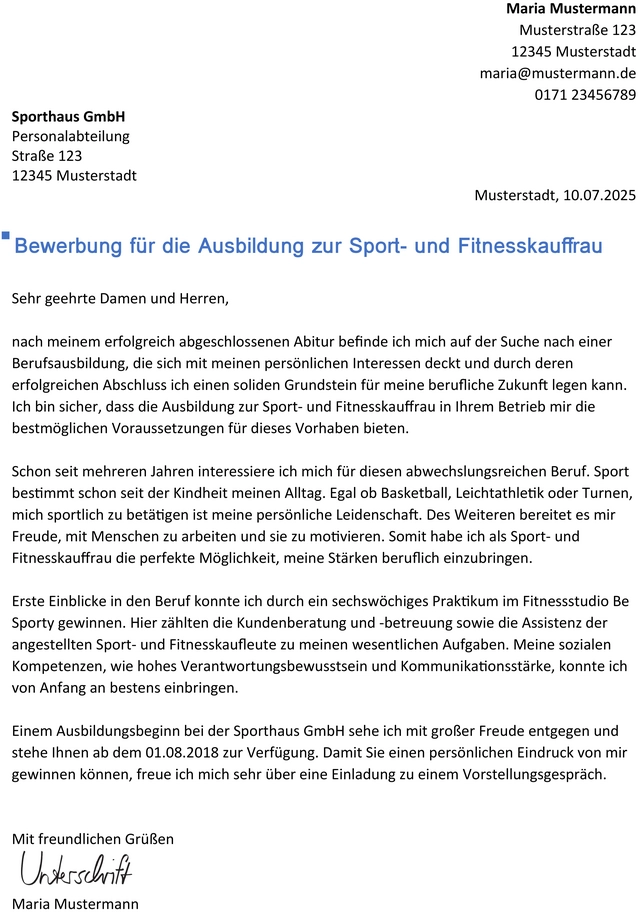 bewerbung-sport-und-fitnesskauffrau-ausbildung