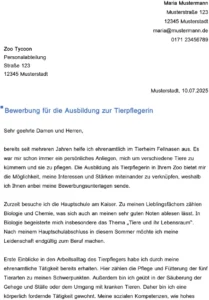 bewerbung-vorlage-ausbildung-tierpflegerin