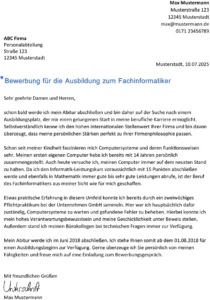 bewerbung-vorlage-fachinformatiker-ausbildung