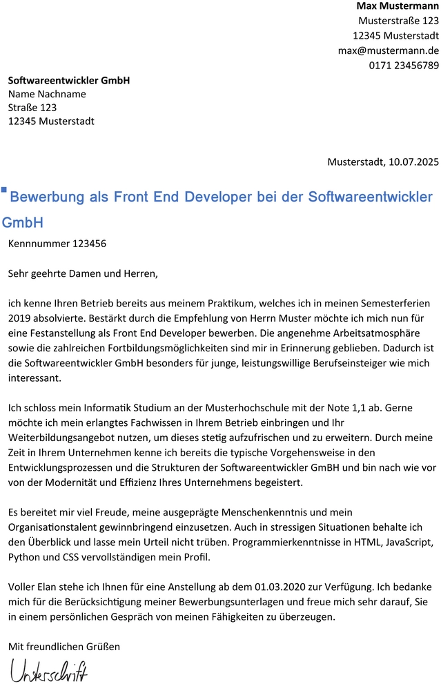 bewerbung-vorlage-front-end-developer