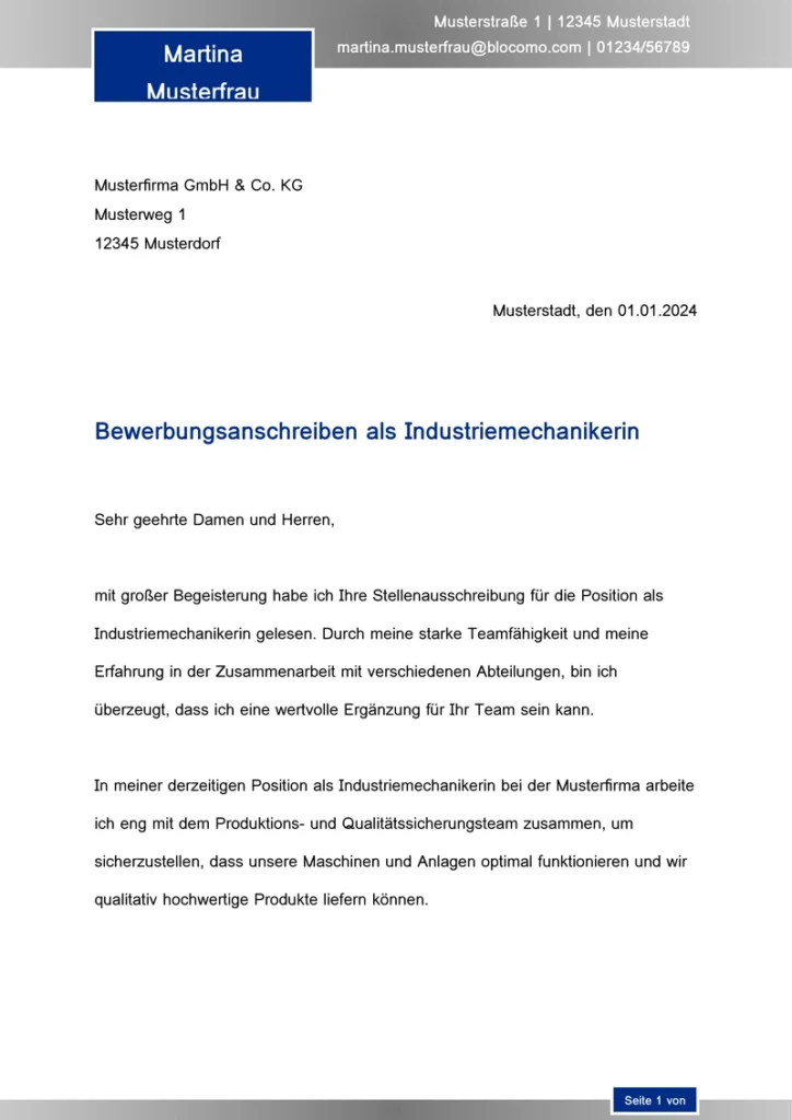 bewerbung-vorlage-industriemechanikerin