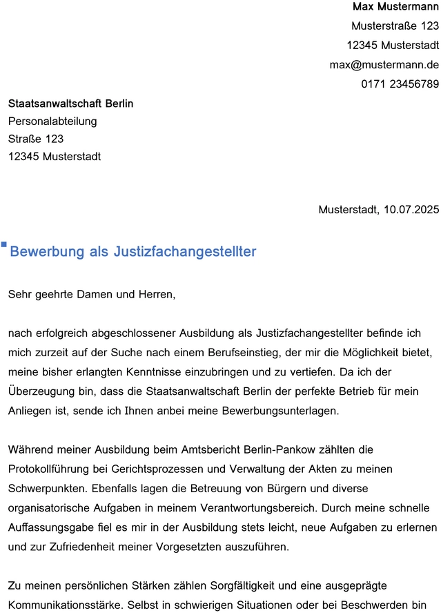 bewerbung-vorlage-justizfachangestellter-berufseinstieg