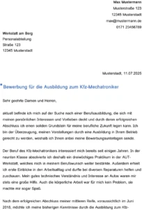 bewerbung-vorlage-kfz-mechatroniker-ausbildung