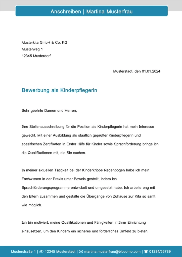bewerbung-vorlage-kinderpflegerin