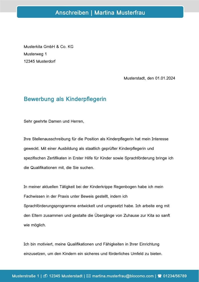 bewerbung-vorlage-kinderpflegerin