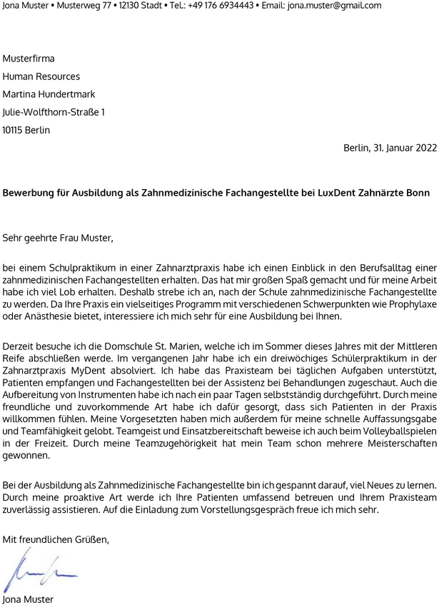 bewerbung-vorlage-zahnmedizinische-fachangestellte