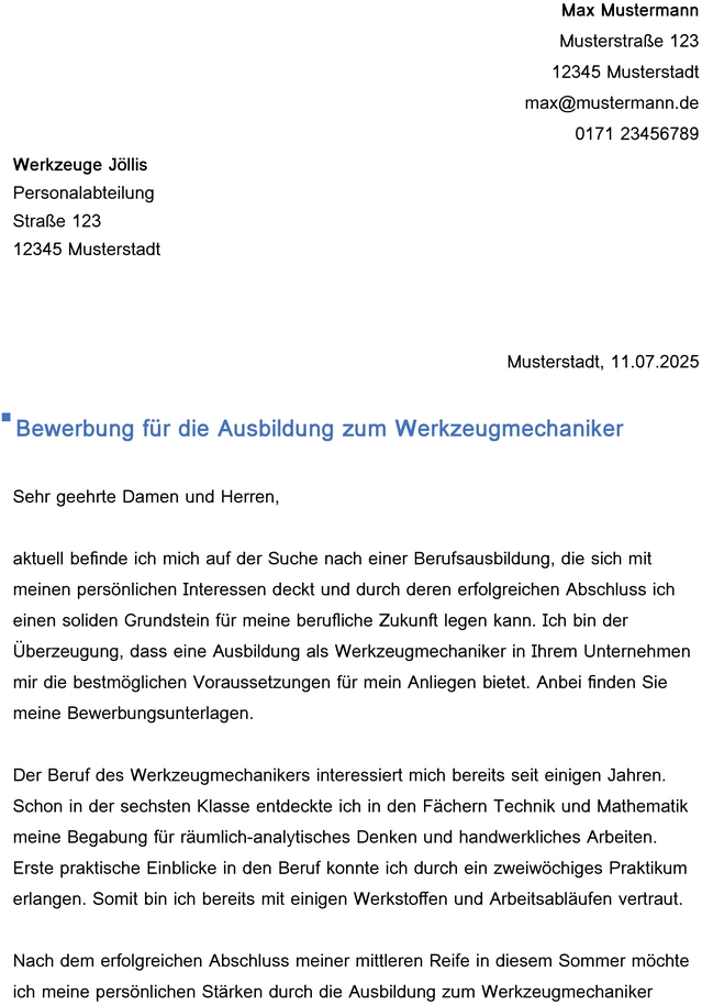 bewerbung-zum-werkzeugmechaniker-muster-vorlage