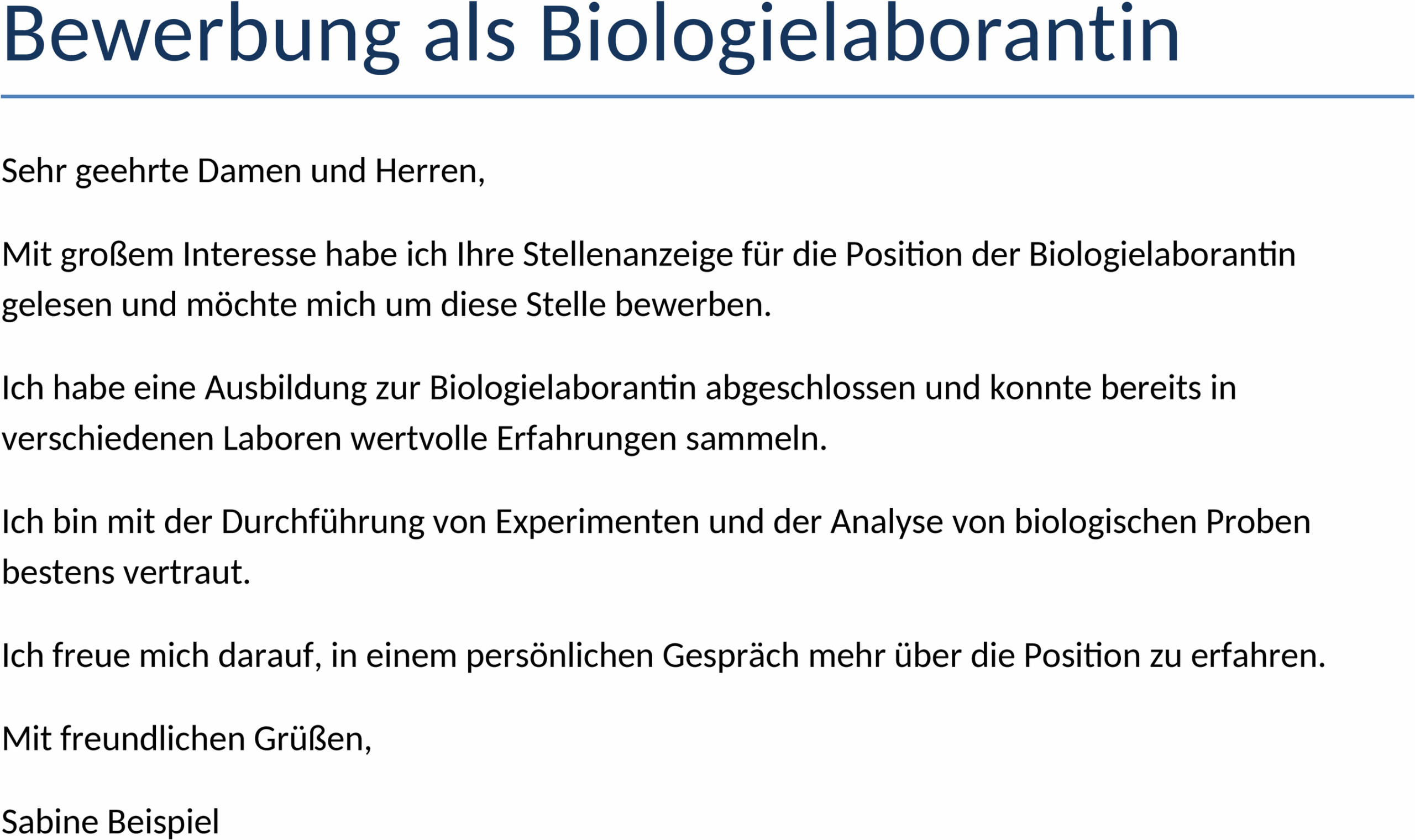 Bewerbungsvorlage als Biologielaborantin