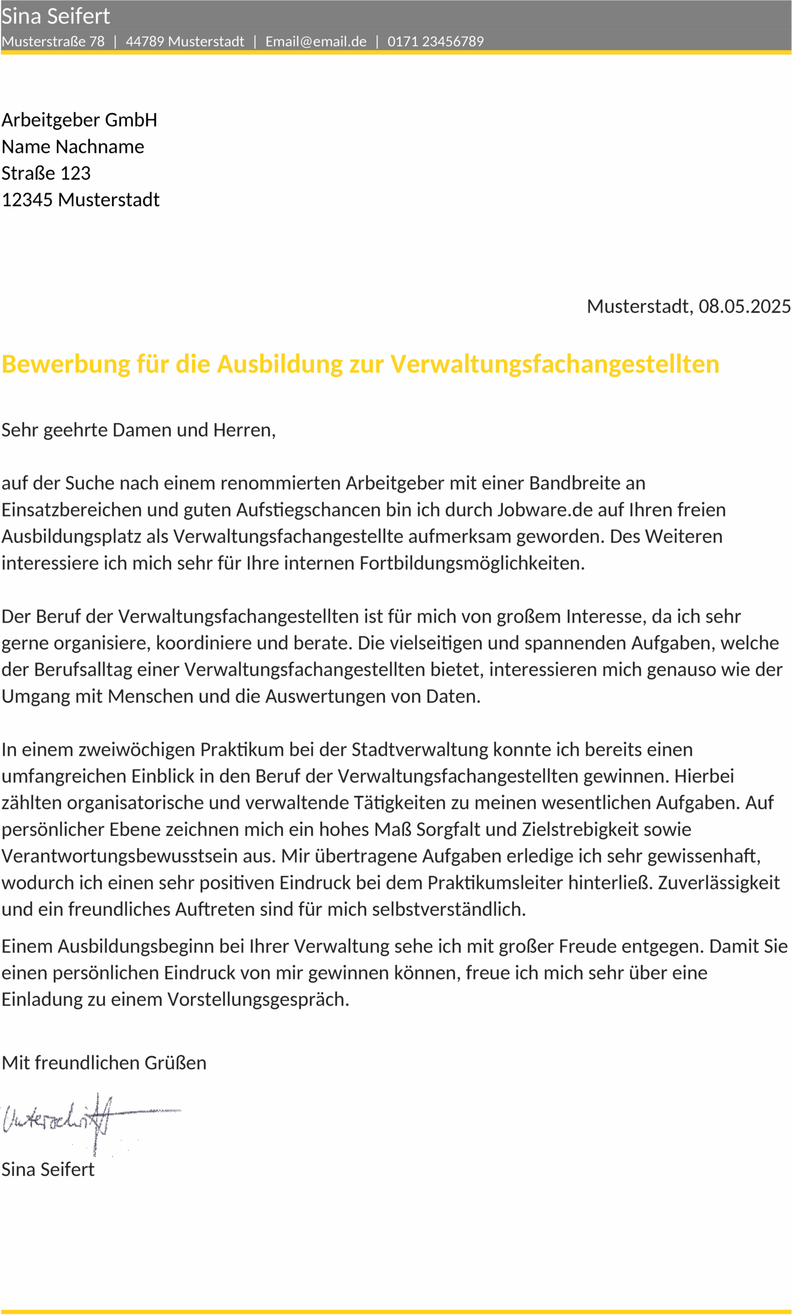 Bewerbungsanschreiben Vorlage ODT