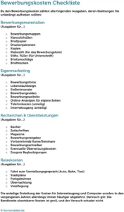 bewerbungskosten-checkliste