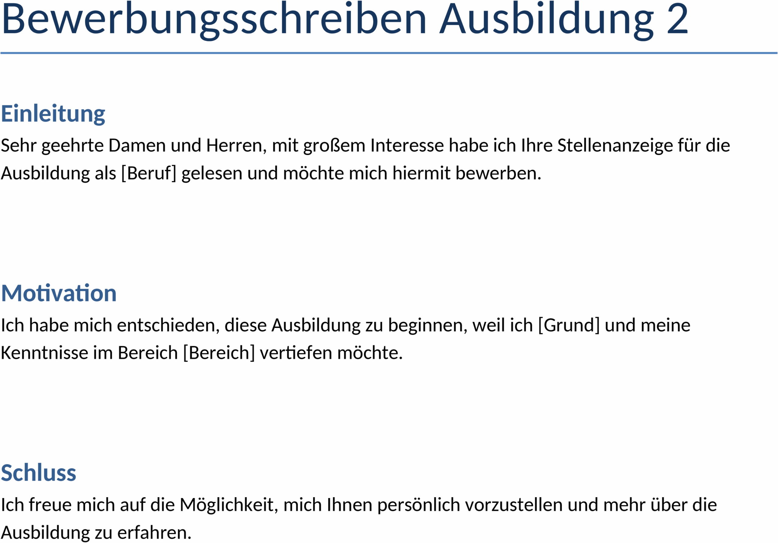 Bewerbungsschreiben für Ausbildungsplätze im Word-Format