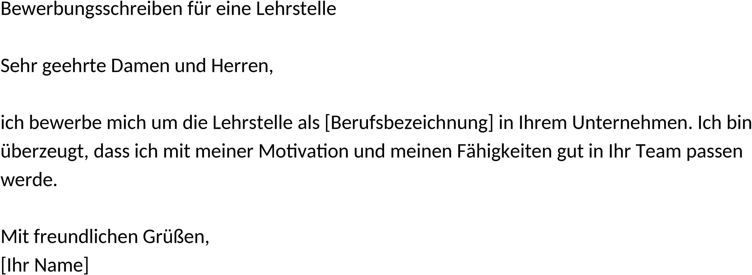 Bewerbungsschreiben Lehrstelle Word