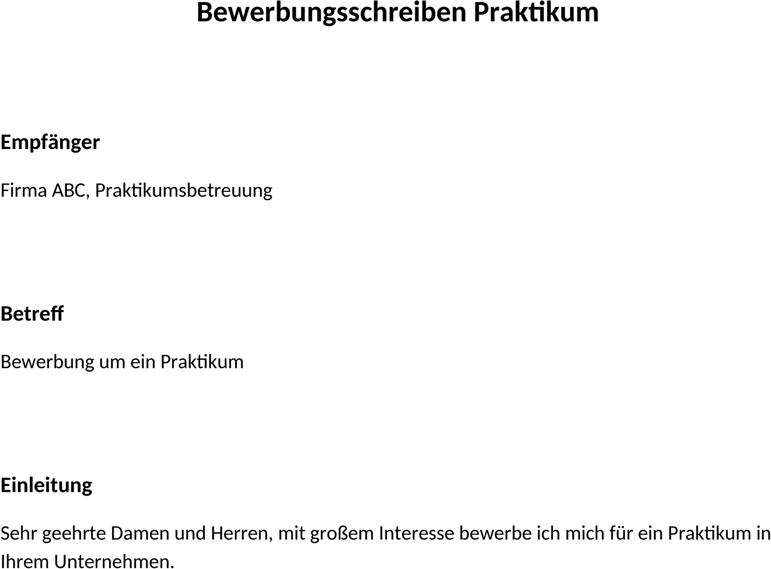 Bewerbungsschreiben für Praktikum Word-Vorlage