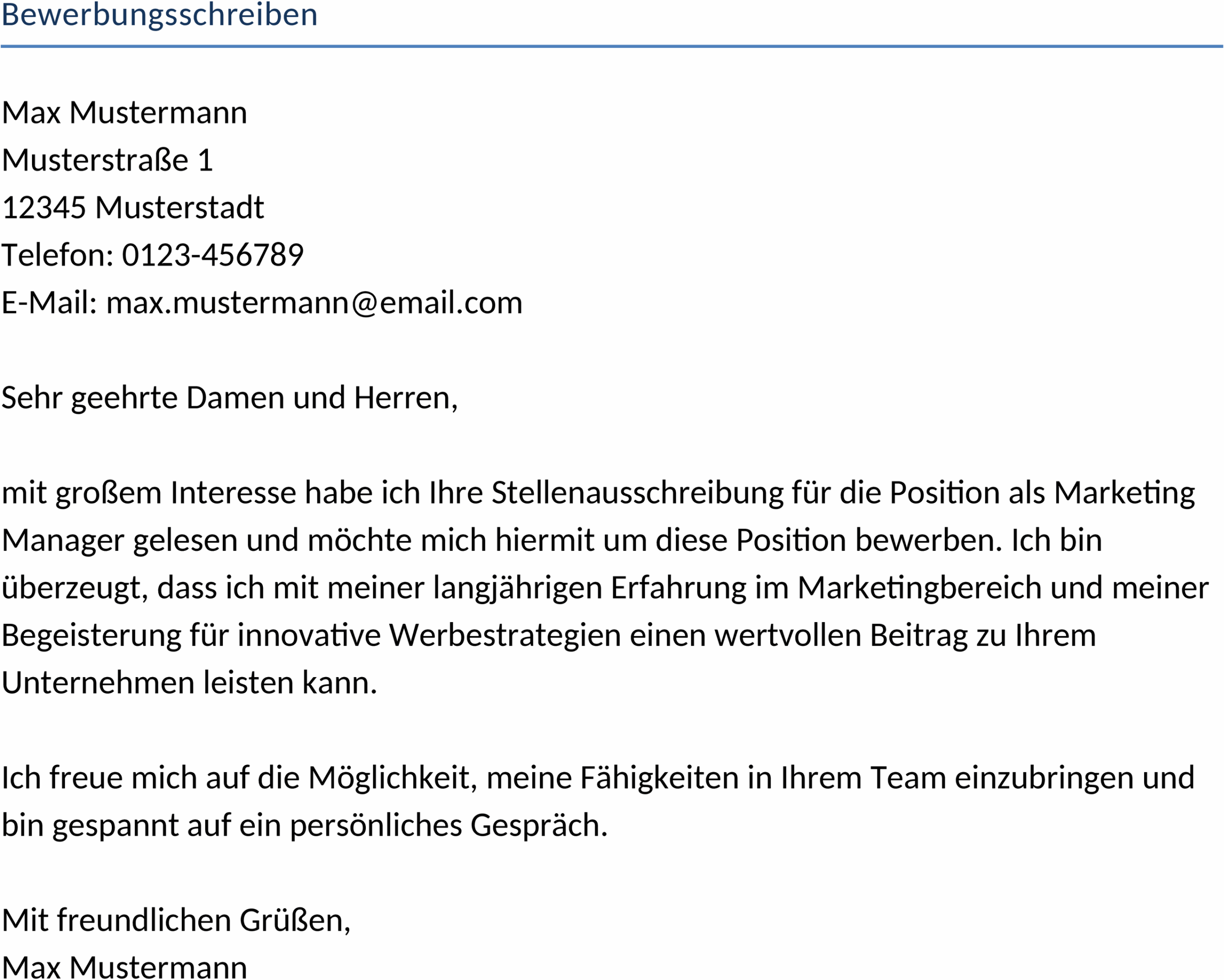 Bewerbungsschreiben Word-Dokument