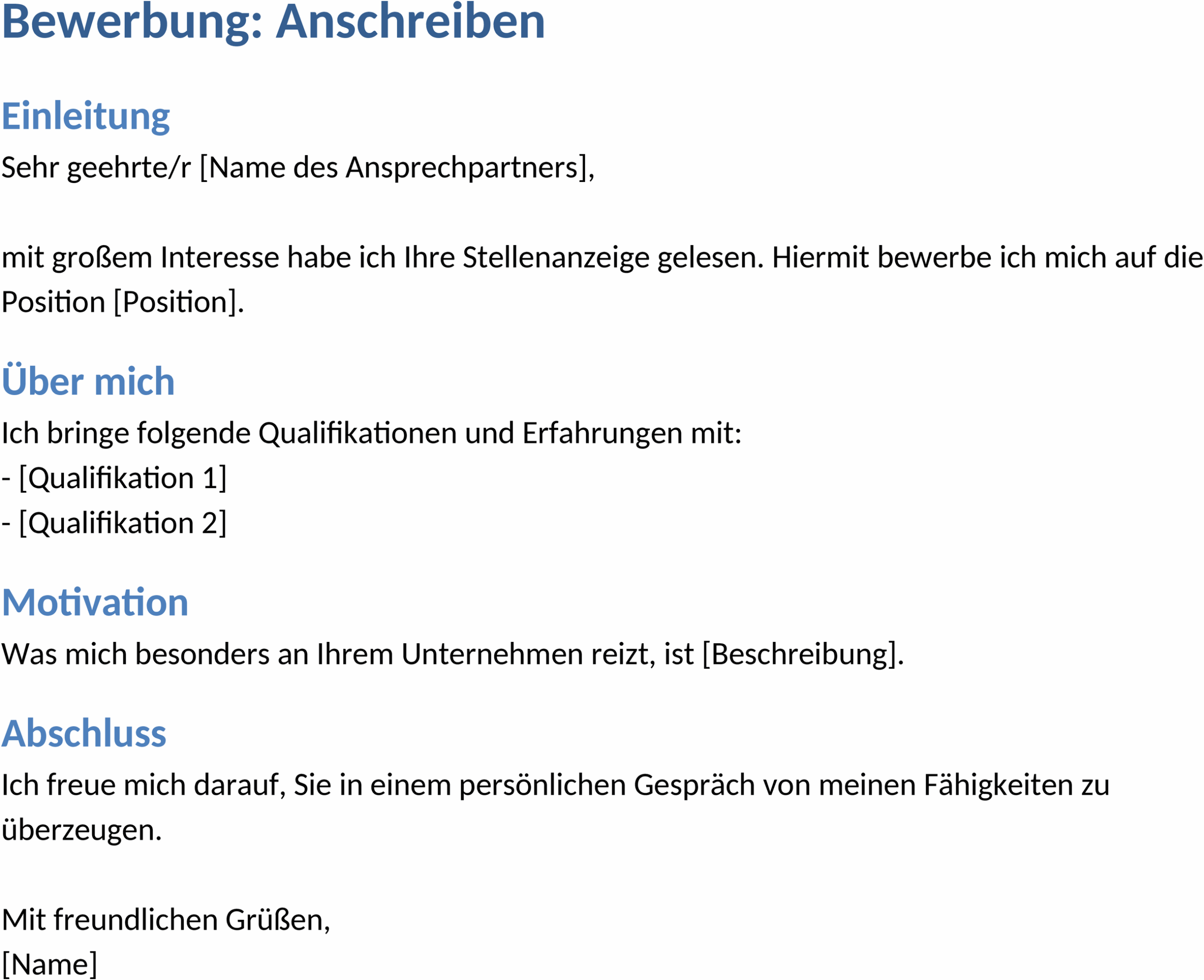Bewerbungsschreiben Word-Vorlage