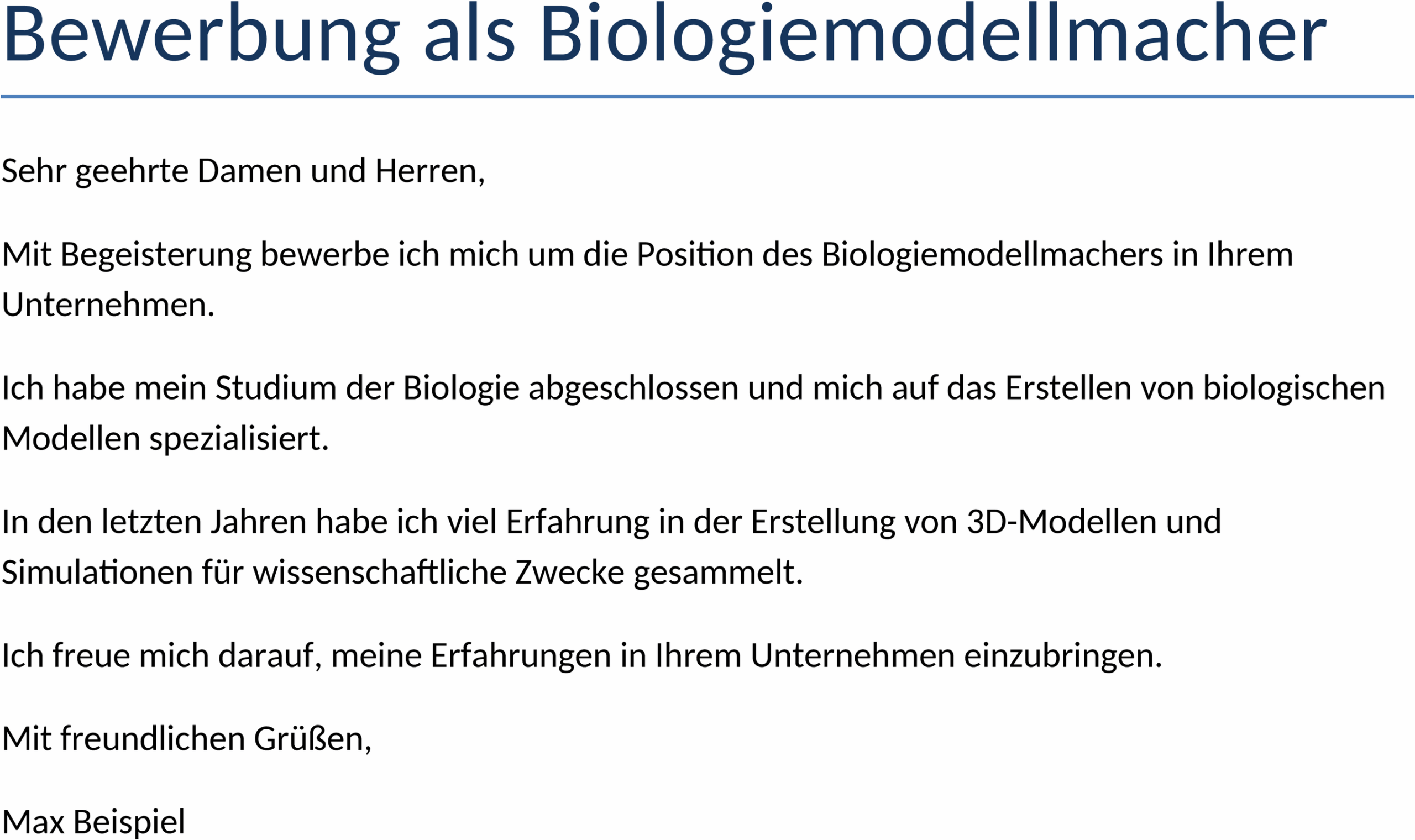Bewerbungsvorlage als Biologiemodellmacher