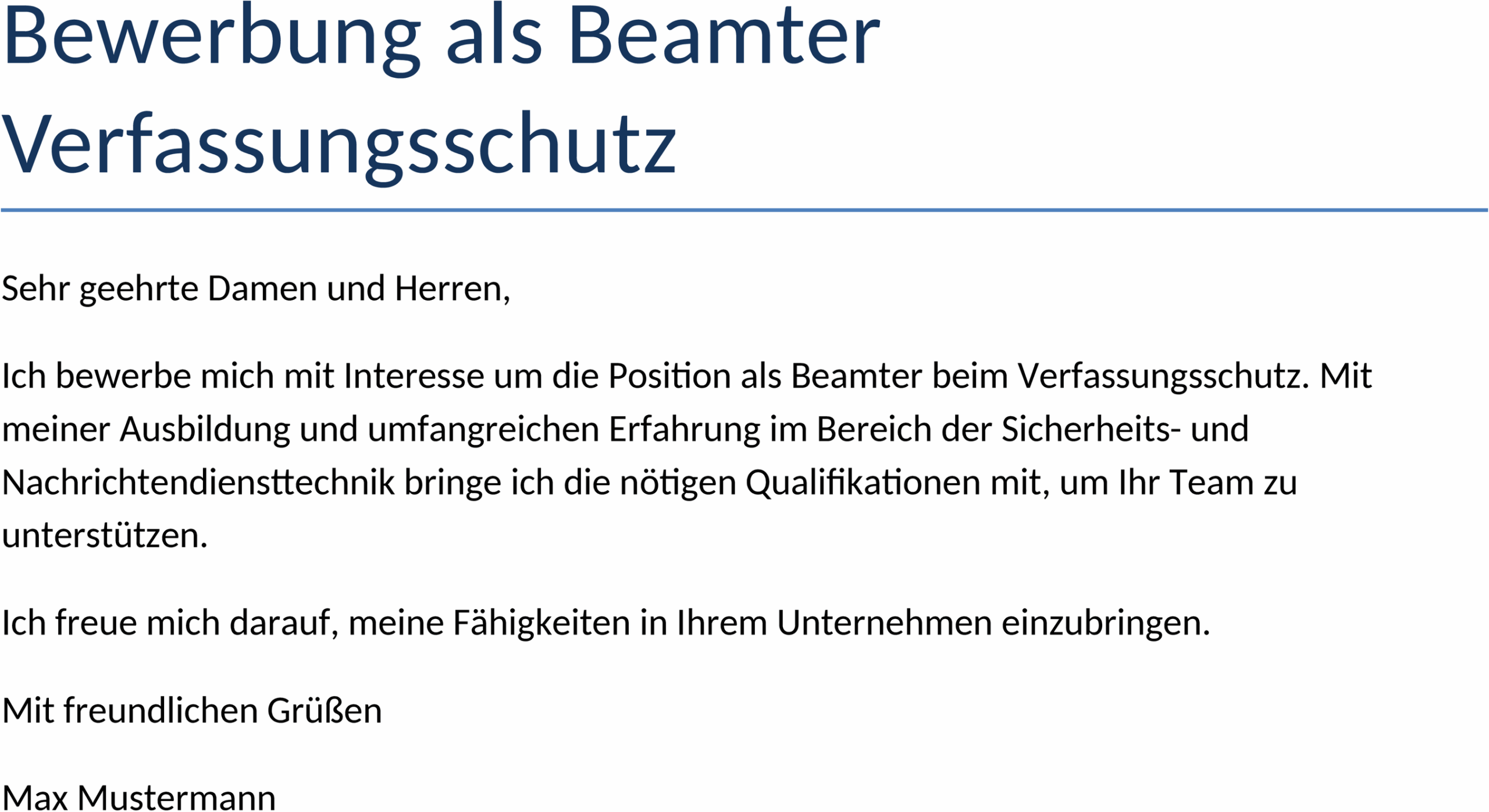 Bewerbungsvorlage Beamter Verfassungsschutz