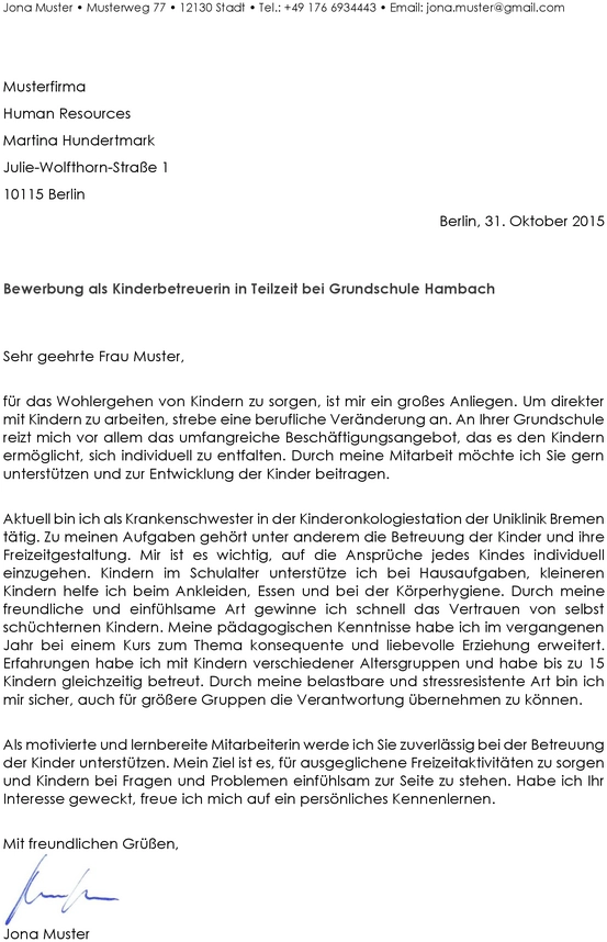 bewerbungsvorlage-fuer-kinderbetreuerin-in-teilzeit