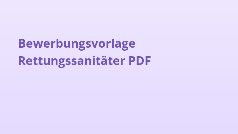Bewerbungsvorlage Rettungssanitäter PDF