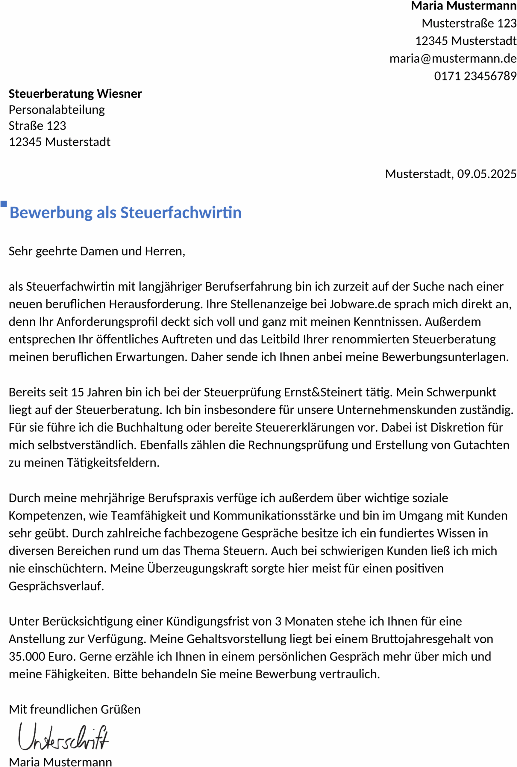 Bewerbungsvorlage Steuerfachangestellte*r Berufserfahren.docx