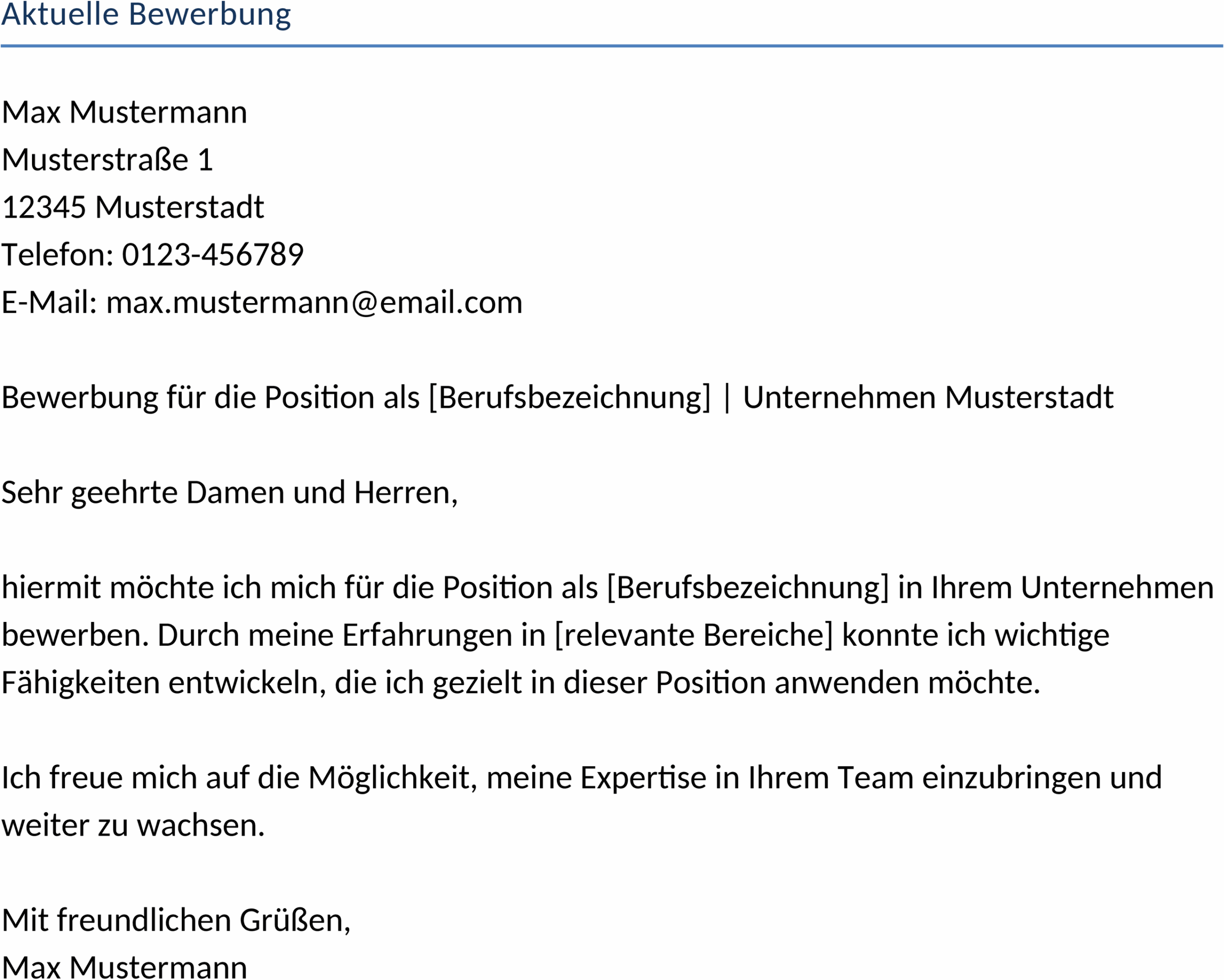 Bewerbungsvorlage Word