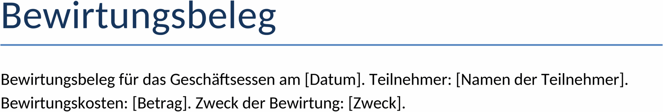 Bewirtungsbeleg: Word-Dokument für geschäftliche Anlässe