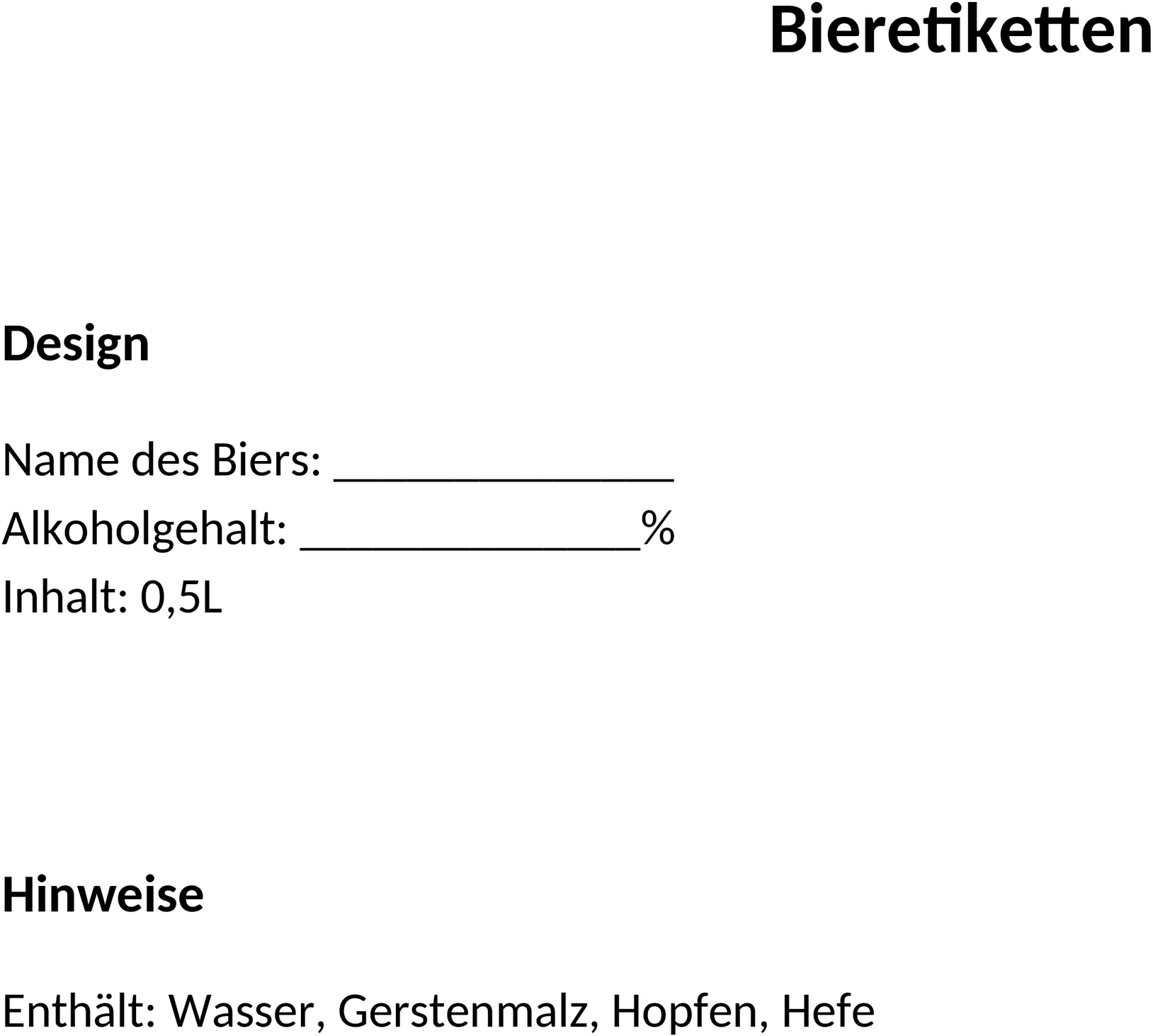 Bieretiketten-Word-Vorlage