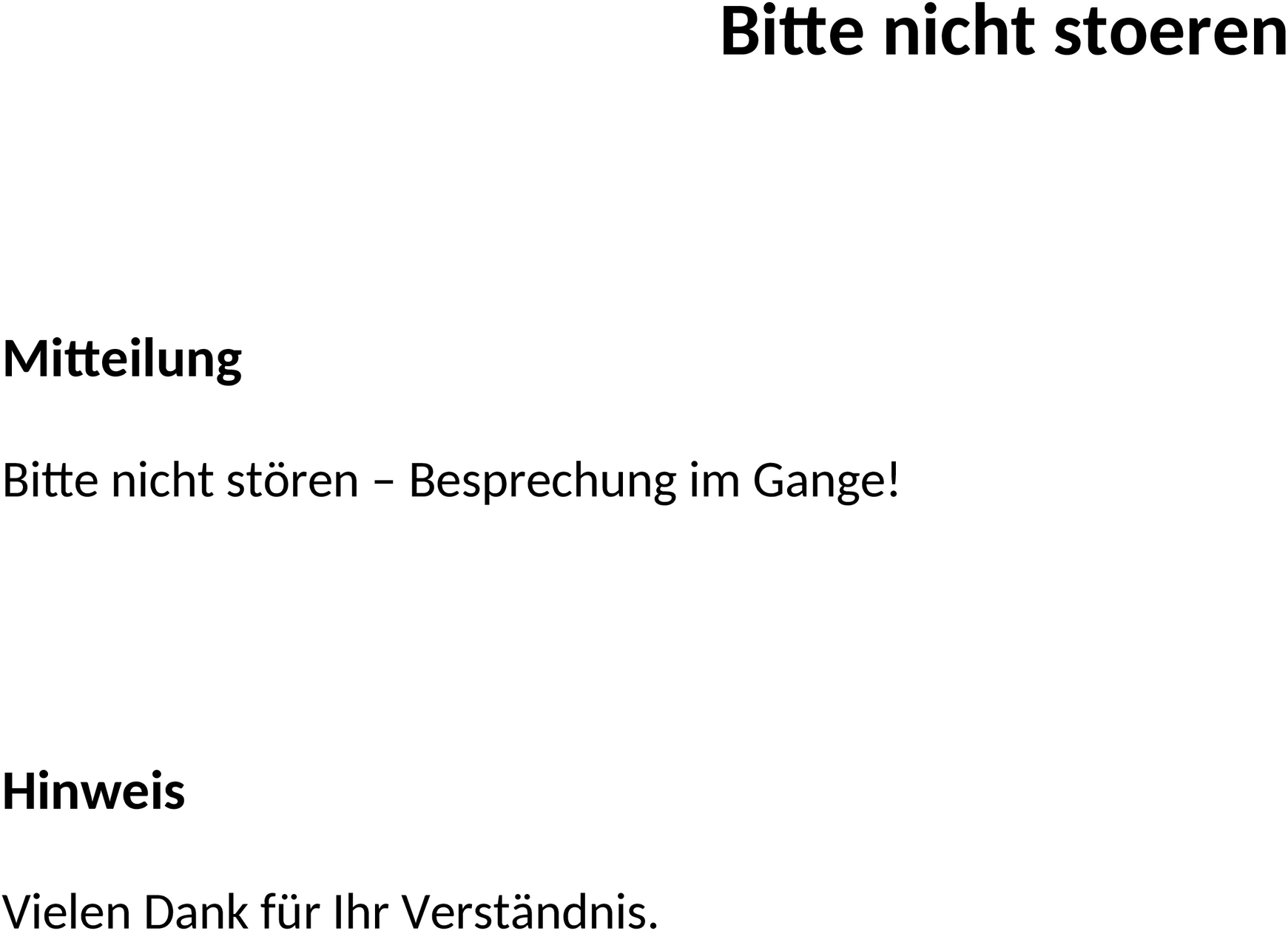 Bitte nicht stören Word-Vorlage