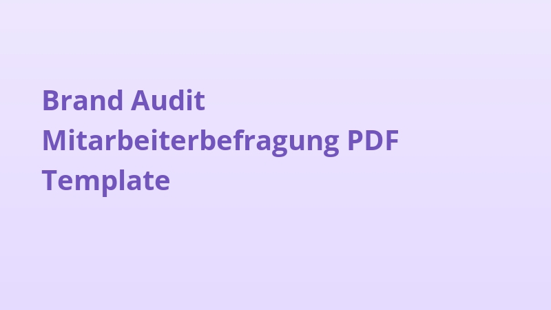 Brand Audit Mitarbeiterbefragung PDF Template