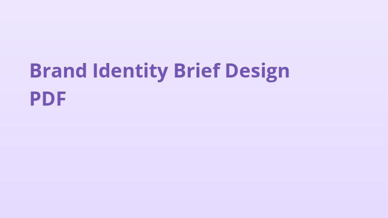 Brand Identity Brief Design PDF