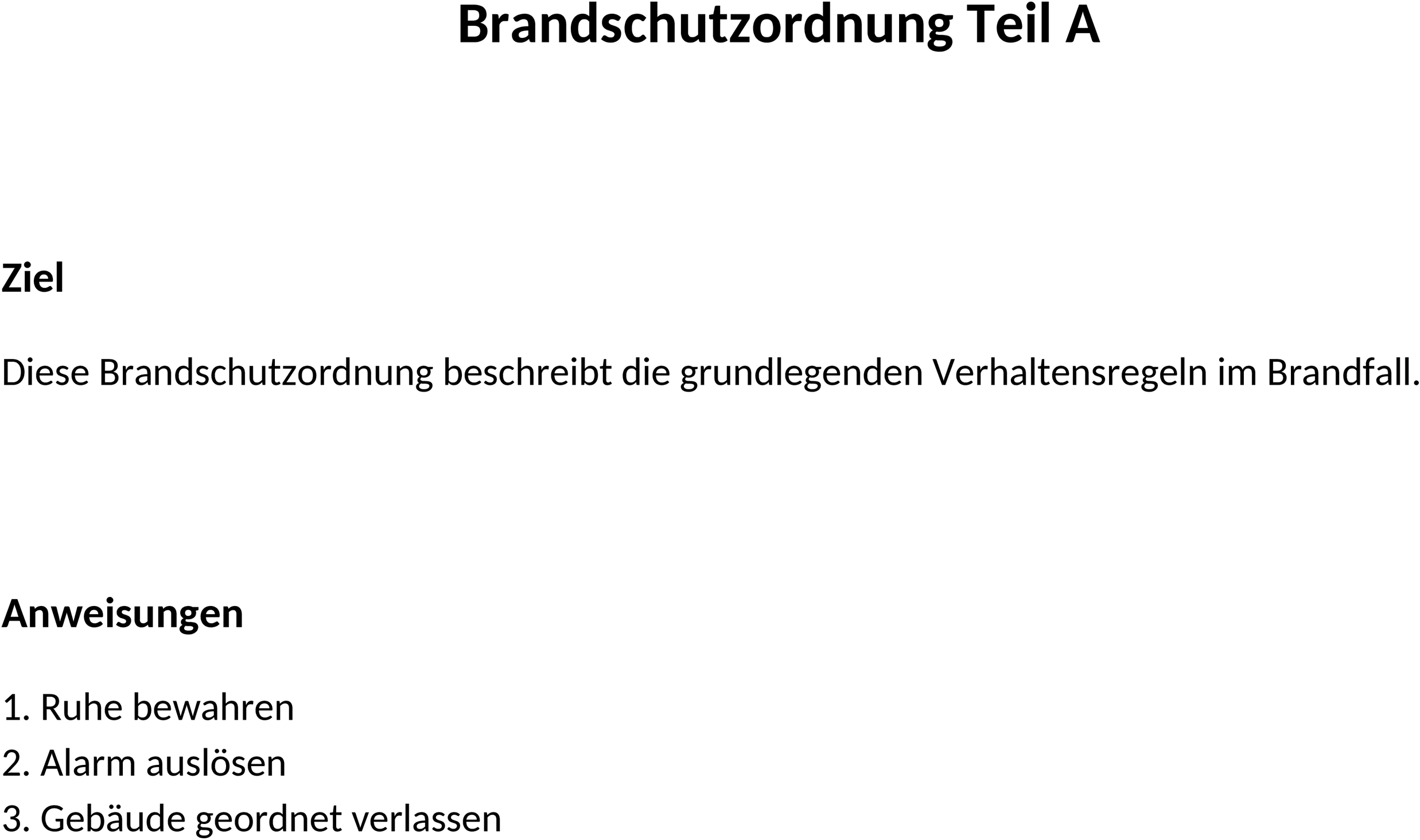Brandschutzordnung Teil A als Word-Datei