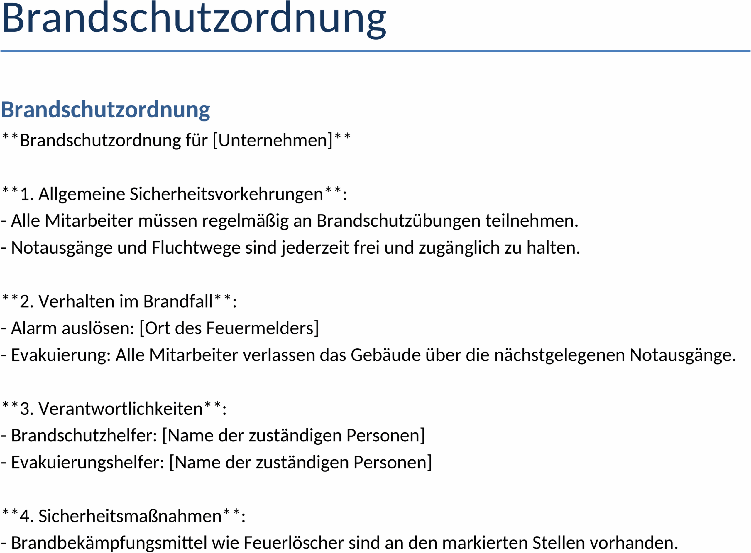 Brandschutzordnung Word-Dokument