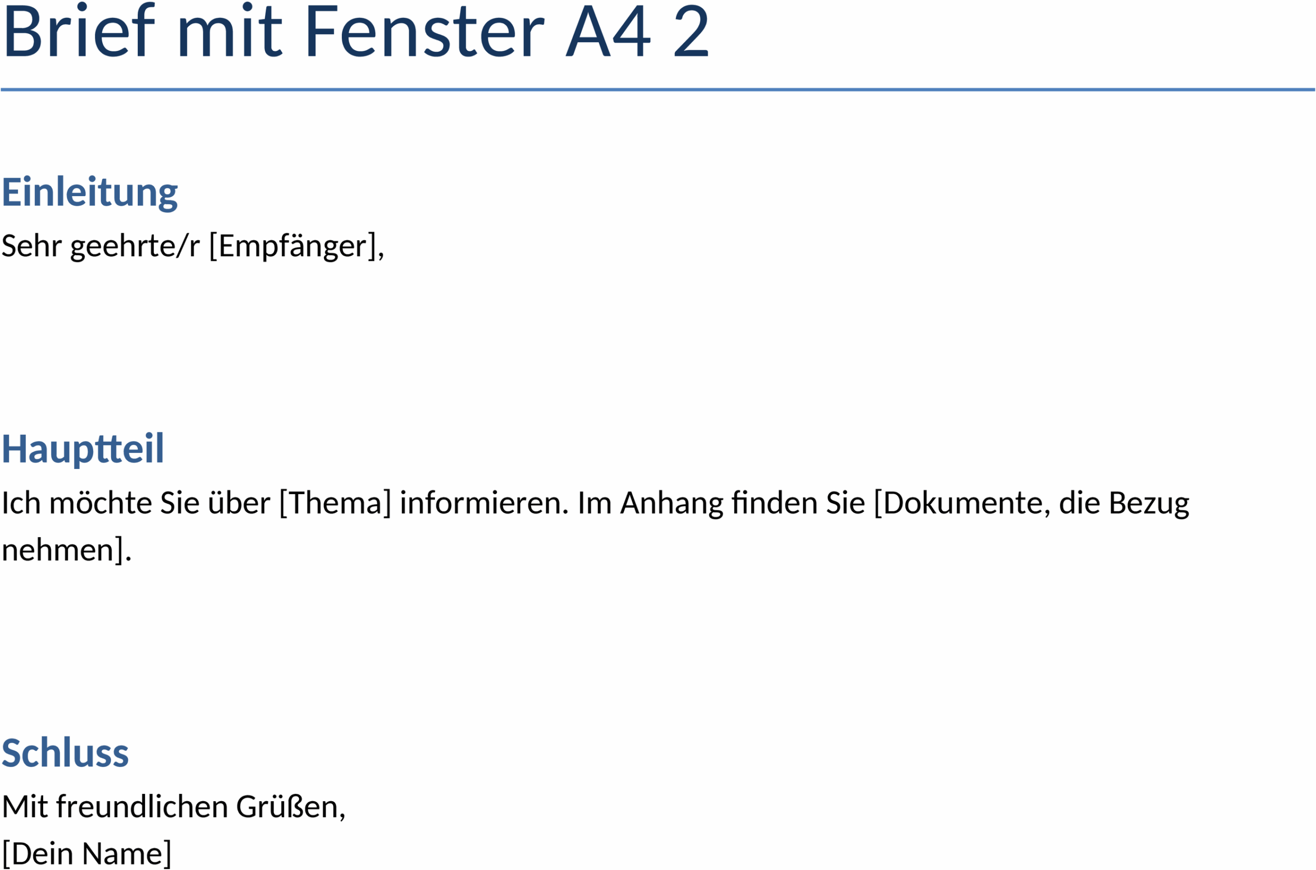 Brief mit Fenster Vorlage A4