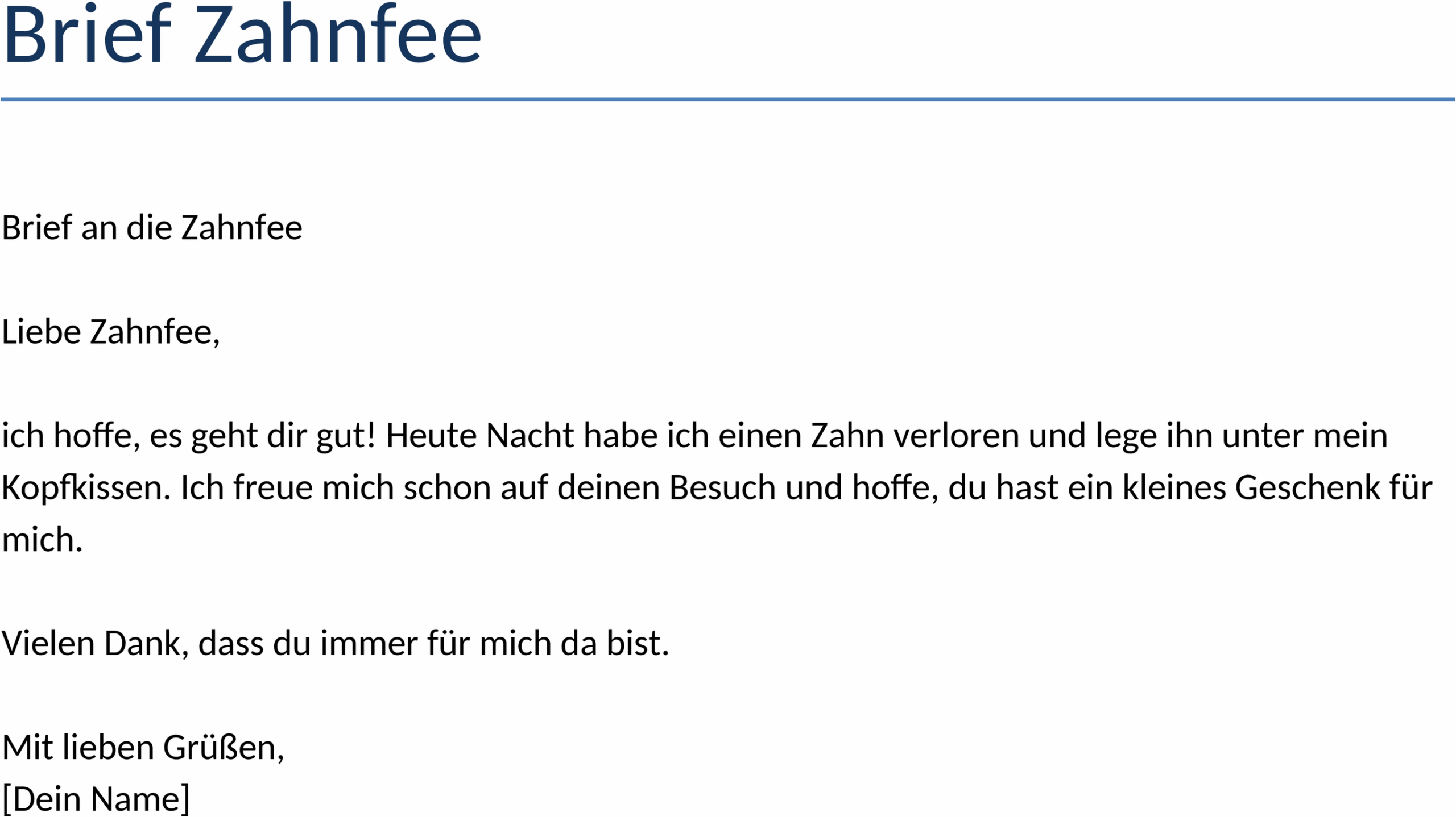 Word Vorlage Brief Zahnfee
