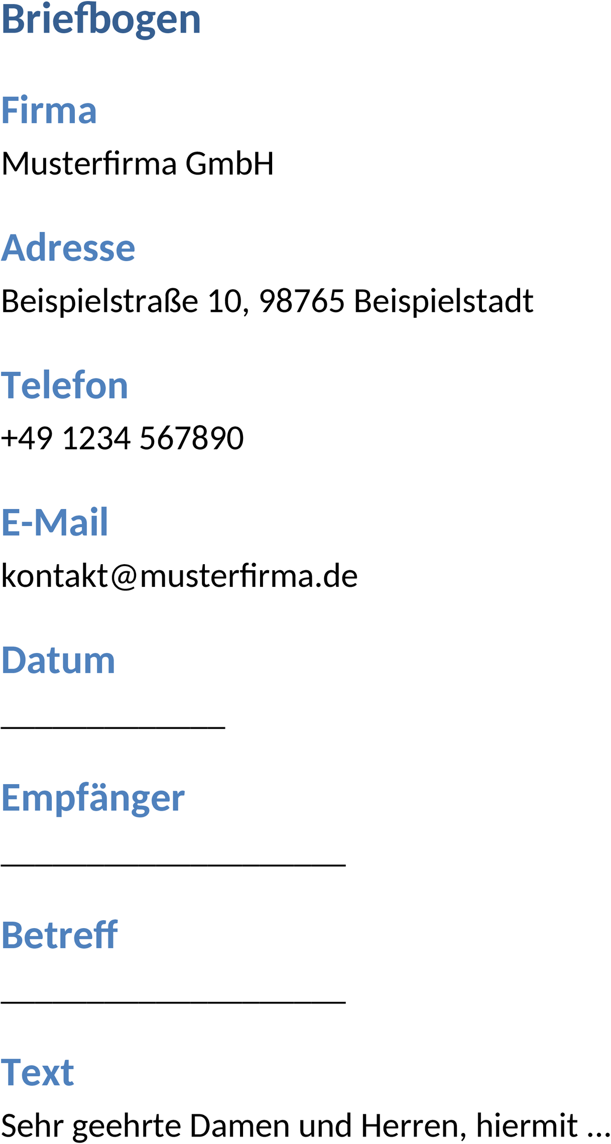 Briefbogen Word-Vorlage für professionelle Kommunikation