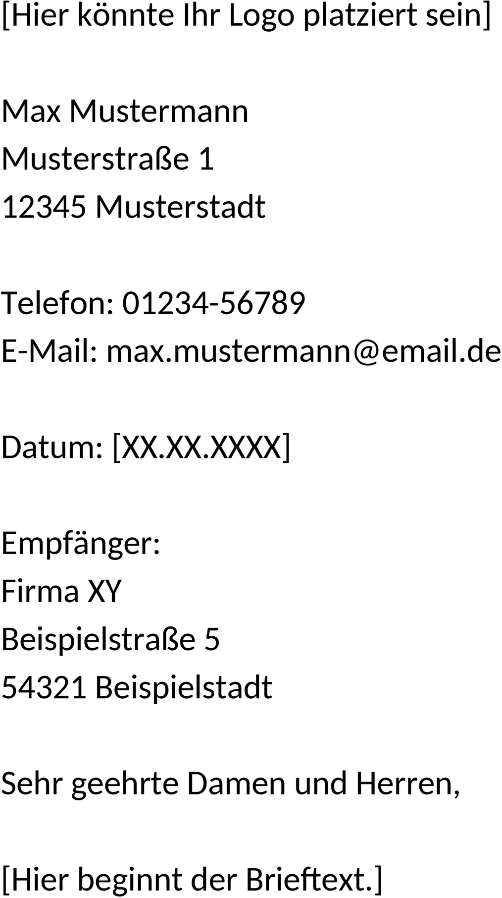 Word-Vorlage: Briefkopf mit Logo