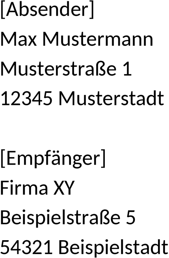 Briefumschlag Adresse Word-Vorlage