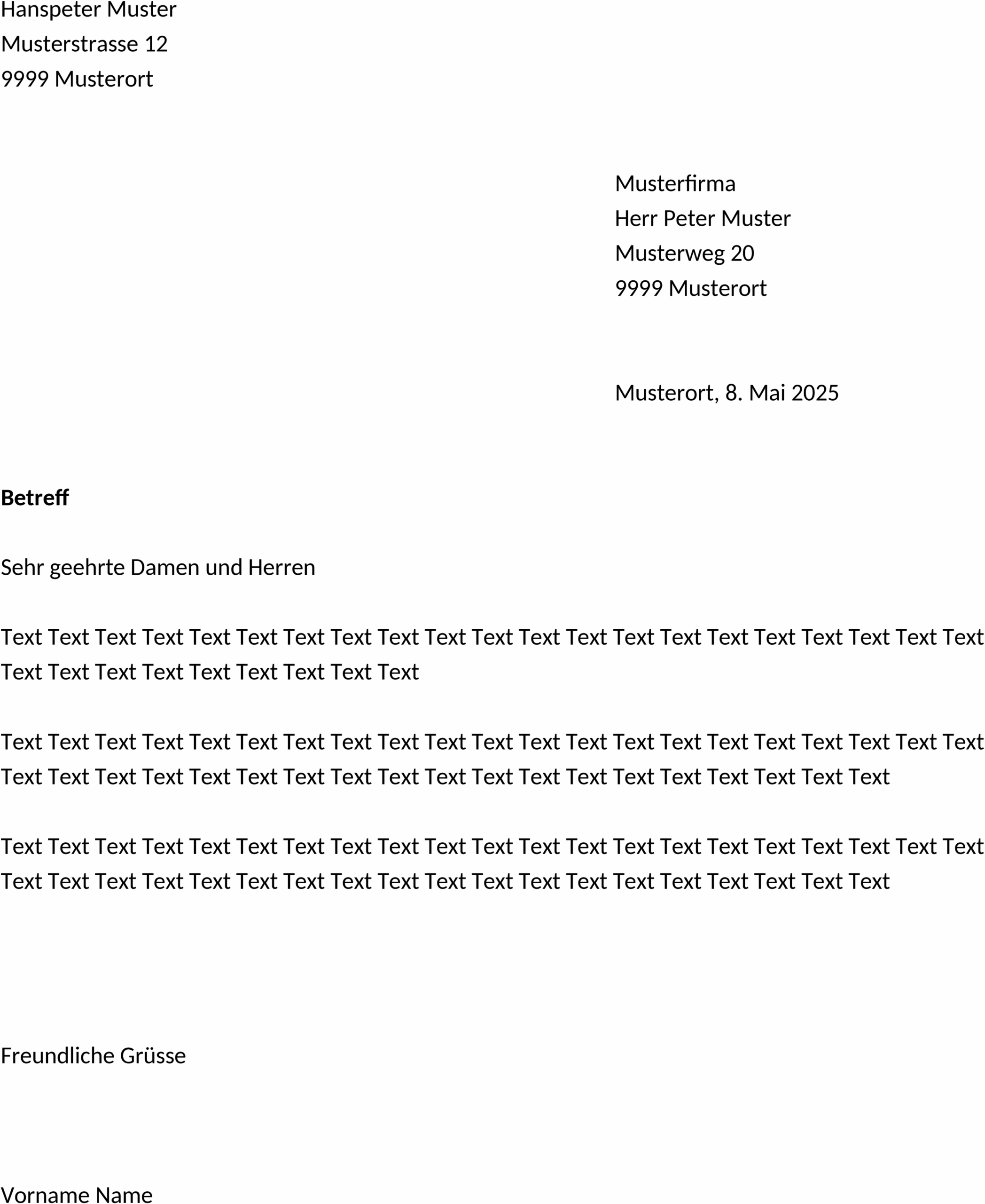 Briefvorlage mit Sichtfenster