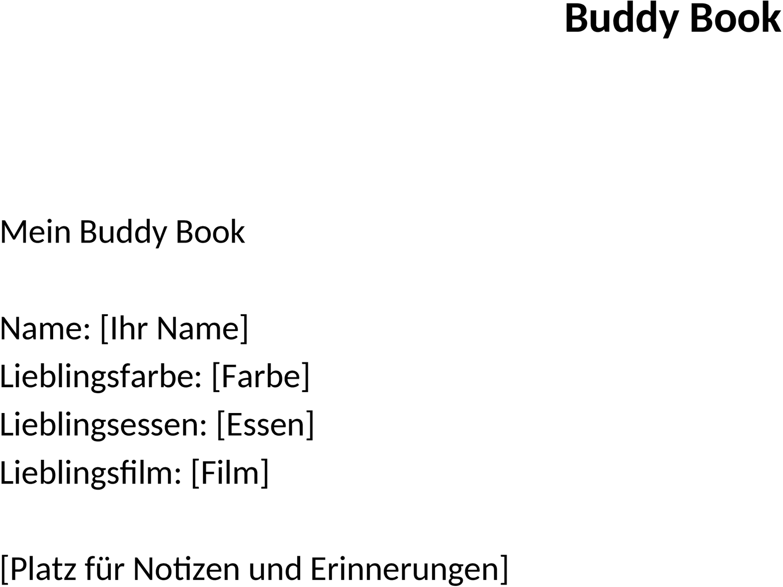 Buddy Book Word-Vorlage