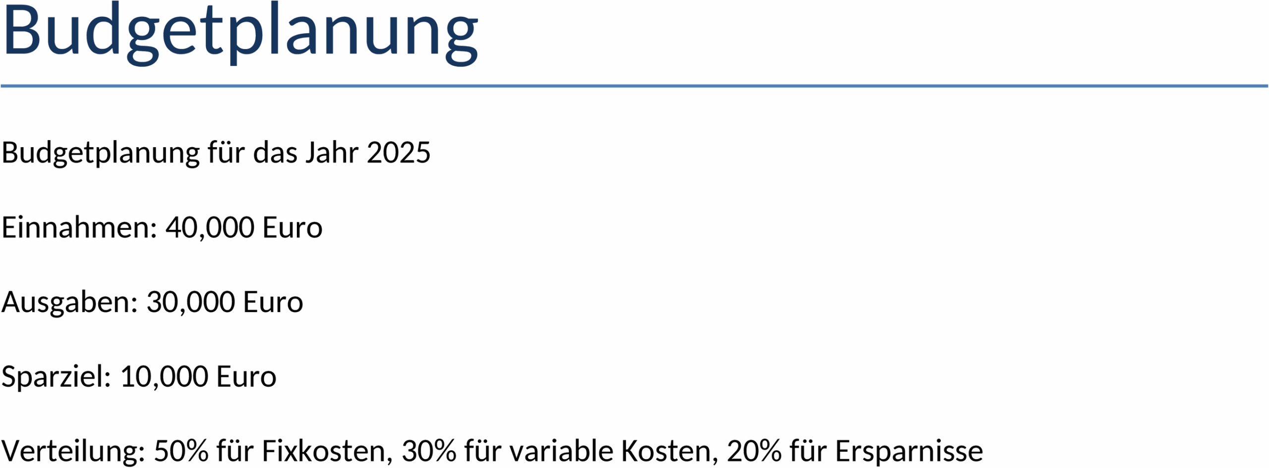 Budgetplanung Word-Vorlage