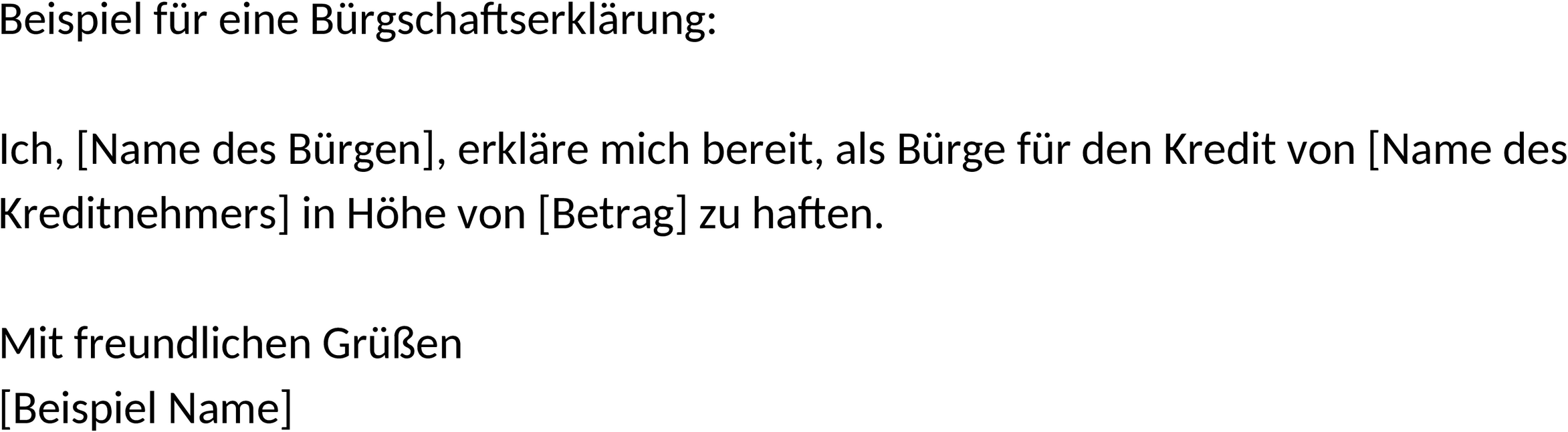 Word-Vorlage für Bürgschaft im Kreditwesen