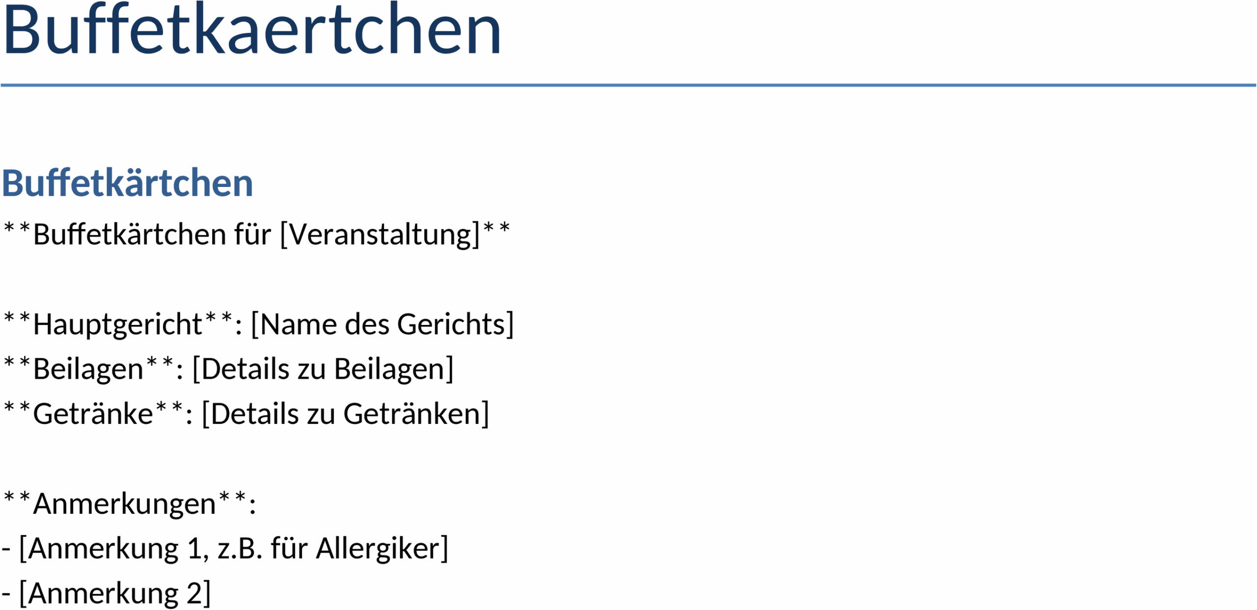 Buffetkärtchen Word-Vorlage