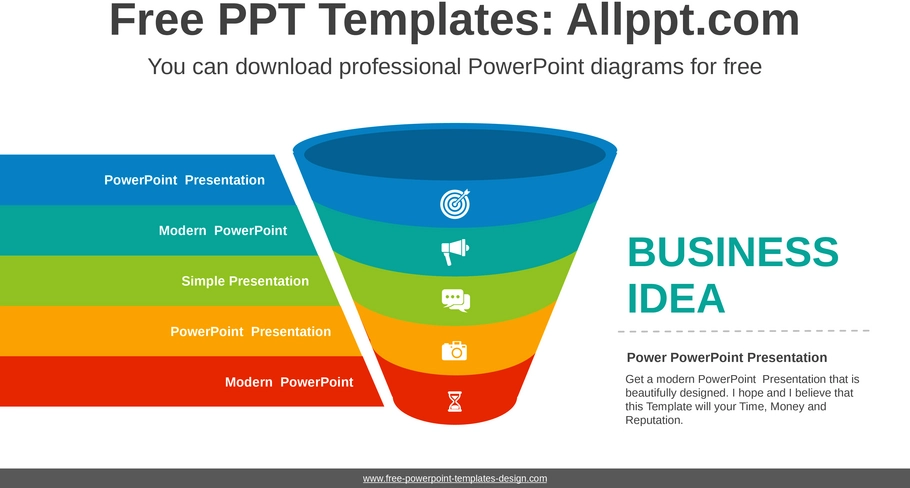 bunte-trichterdiagramm-powerpoint-vorlage