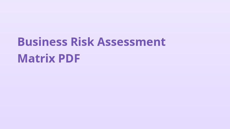 Business Risk Assessment Matrix PDF