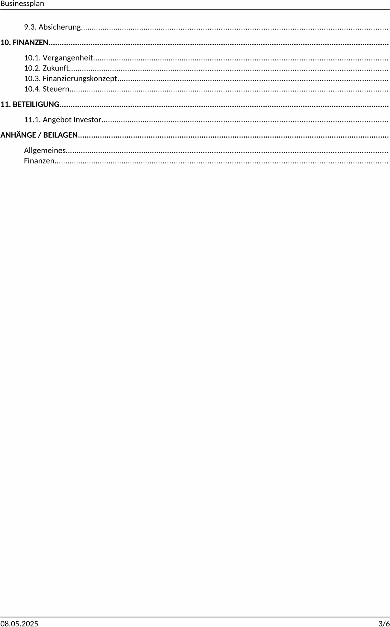 Businessplan Word-Vorlage