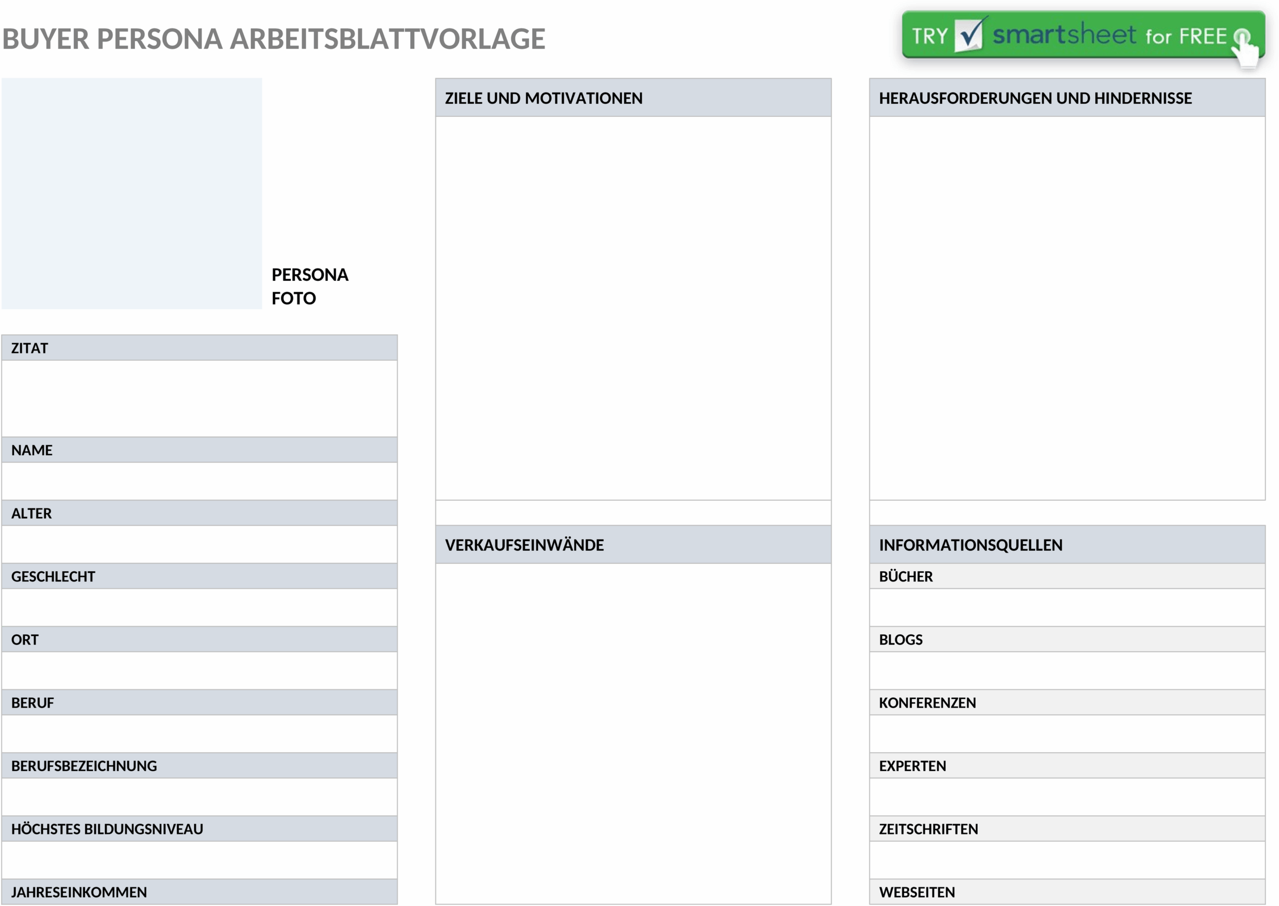 Buyer Persona Worksheet Word