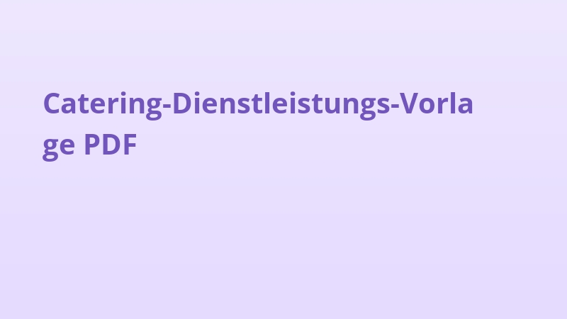 Catering-Dienstleistungs-Vorlage PDF