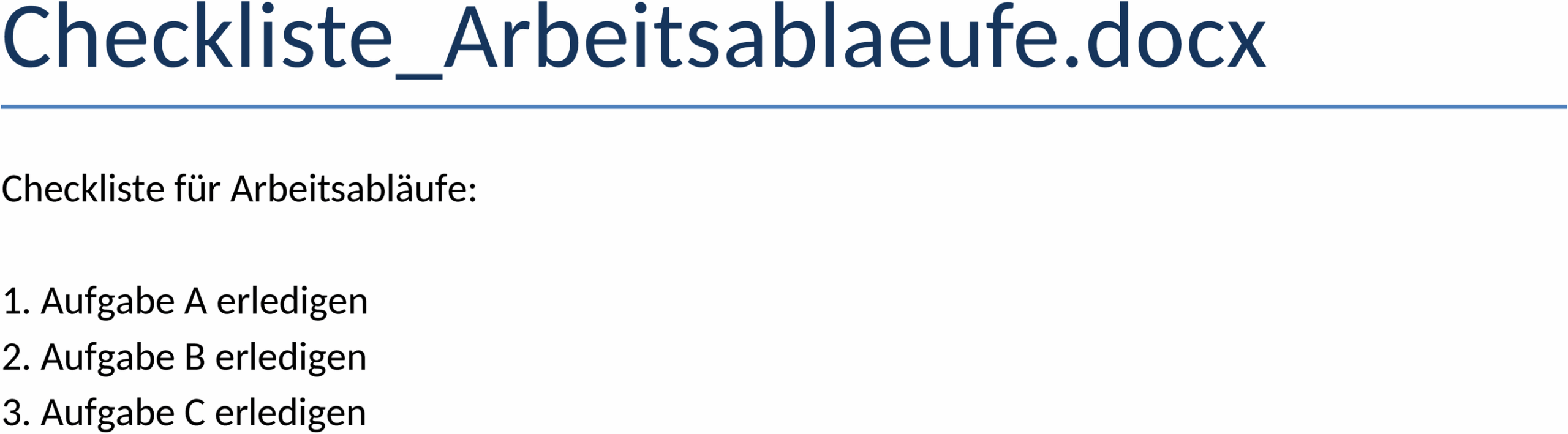 Checkliste Arbeitsabläufe Word Vorlage