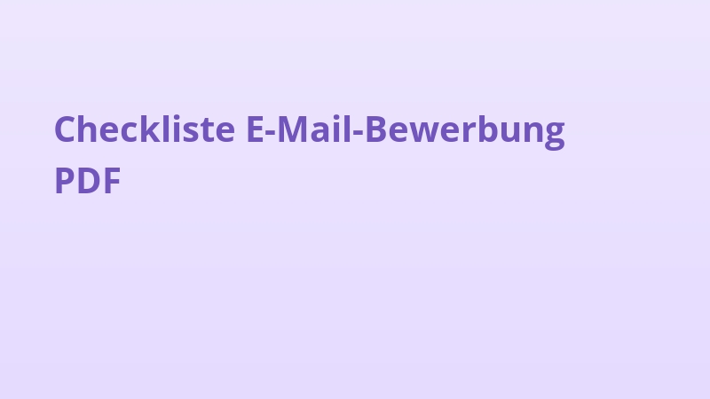 Checkliste E-Mail-Bewerbung PDF