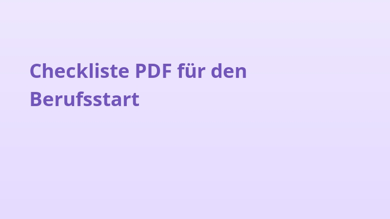 Checkliste PDF für den Berufsstart